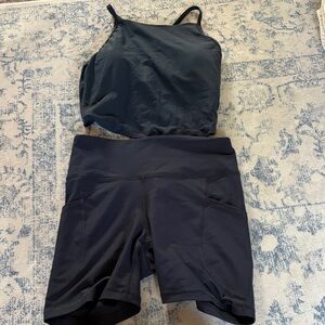Old Navy Black Women's Bike Shorts with Side Pockets and matching tank